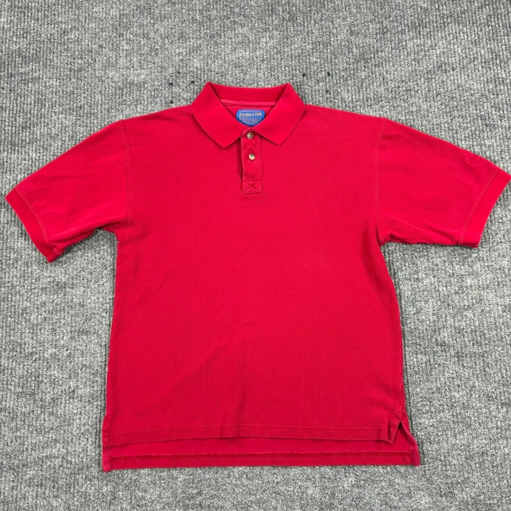Pendleton Mens Red 100% Cotton Polo Shirt Medium Short Sleeve Embroidered Logo